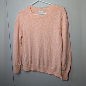 J. CREW Women Crewneck Shirt Size Small Orange And White Stretch Cotton Polyeste
